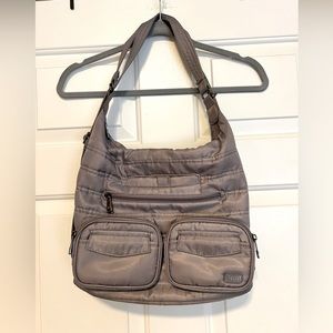Lug Medium Convertible RFID Hobo - Zipliner - Pearl (grey) - Great Condition